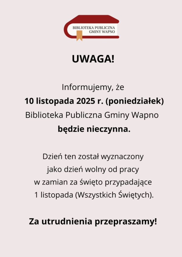 Zdjęcie Biblioteka nieczynna 10 listopada 2025