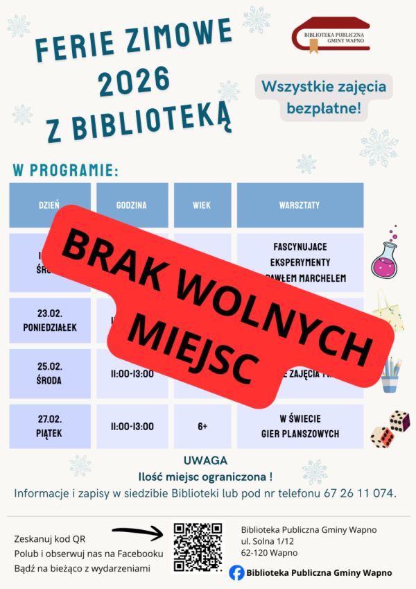 Zdjęcie BRAK WOLNYCH MIEJSC! Ferie zimowe